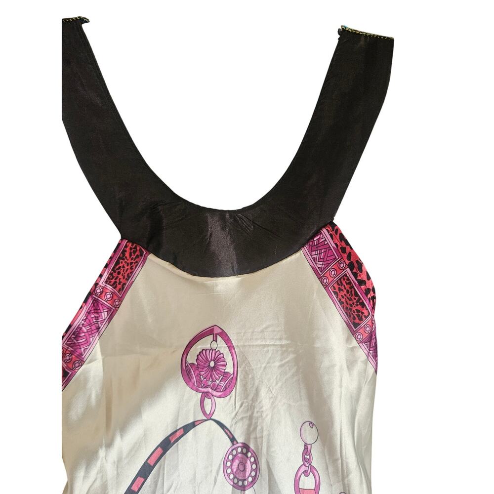 India 100% Silk Bohemian Dress White Purple Pink Beaded Embroidered One Size - Picture 8 of 9